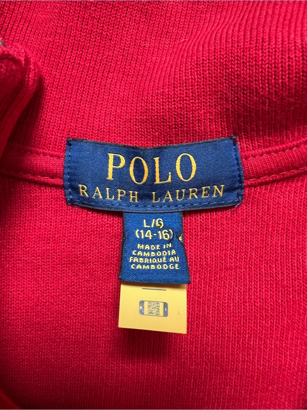 [NEW] Polo Ralph Lauren Red Estate Rib Quarter Zip Pullover Sweater Sz L (14-16) - Picture 8 of 12